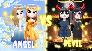 Two Angels Angela vs Two Devil Angela cosplay my talking Angela 2#mytalkingangela2 #angela2