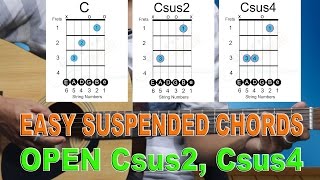 Open Csus2 & Csus4 Chords - Easy Beginner Guitar Lesson #16