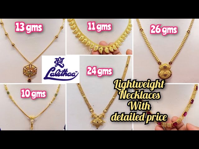 Lalitha Jewellers Lightweight necklaces designs with price&weight