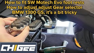 Bmw, 1300 GS, description of how to fit foot rests by Sw Motech and how to adjust the gear selector