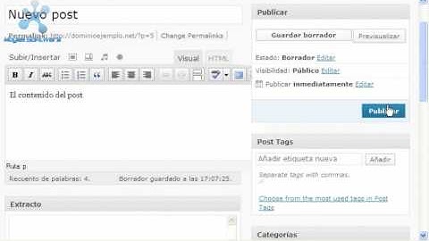 Tutorial WordPress: Escribir una nueva entrada o post.