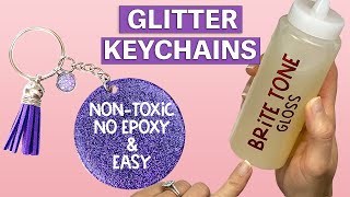 Add glitter to acrylic keychain blanks safely and easily using Brite Tone by Craytalac. NO expoy!