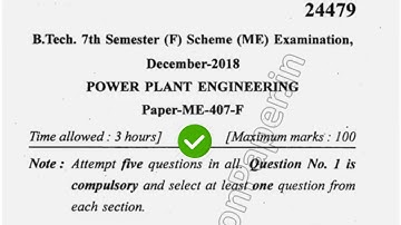 2018 Mdu BTech ME 7th Sem Power Plant Engineering Question Paper