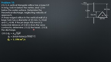 ORIFICES, TUBES and WEIRS (STEADY FLOW), Example 15