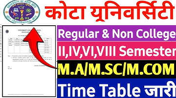 Kota university semester exam time table 2025 | uok semester Time table 2025