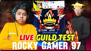 🔴ROCKY IS LIVE V BADGE GUILD TEST GIVEWAYA ON LIVE CRAZY REACTION🤯#shortslive #freefirelive #raisatr