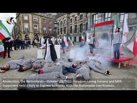 Amsterdam—Oct 28, 2022: Freedom-Loving Iranians Held a Rally in Support of the Iran Protests.