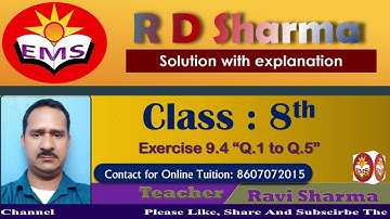 RD Sharma 8th Exercise 9.4 from Q.1 to Q.5