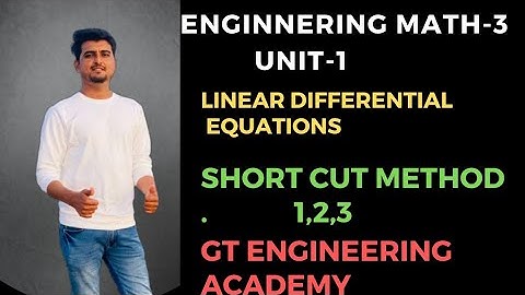 Engineering M-3,unit-1 Short cut method,Yp, Particular Integral