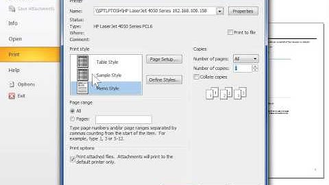 Outlook 2010 Modify a Print Style