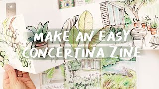 HOW TO MAKE  a concertina sketchbook zine l Easy