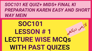 SOC101 LECTURE 1| Soc101 Lecture Wise MCQs| SOC101 Quiz 1| SO101 Important MCQs