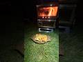 Hot tent camping & cooking. Cheesy garlic bread in the woodstove. #hottent #hottentcamping #food