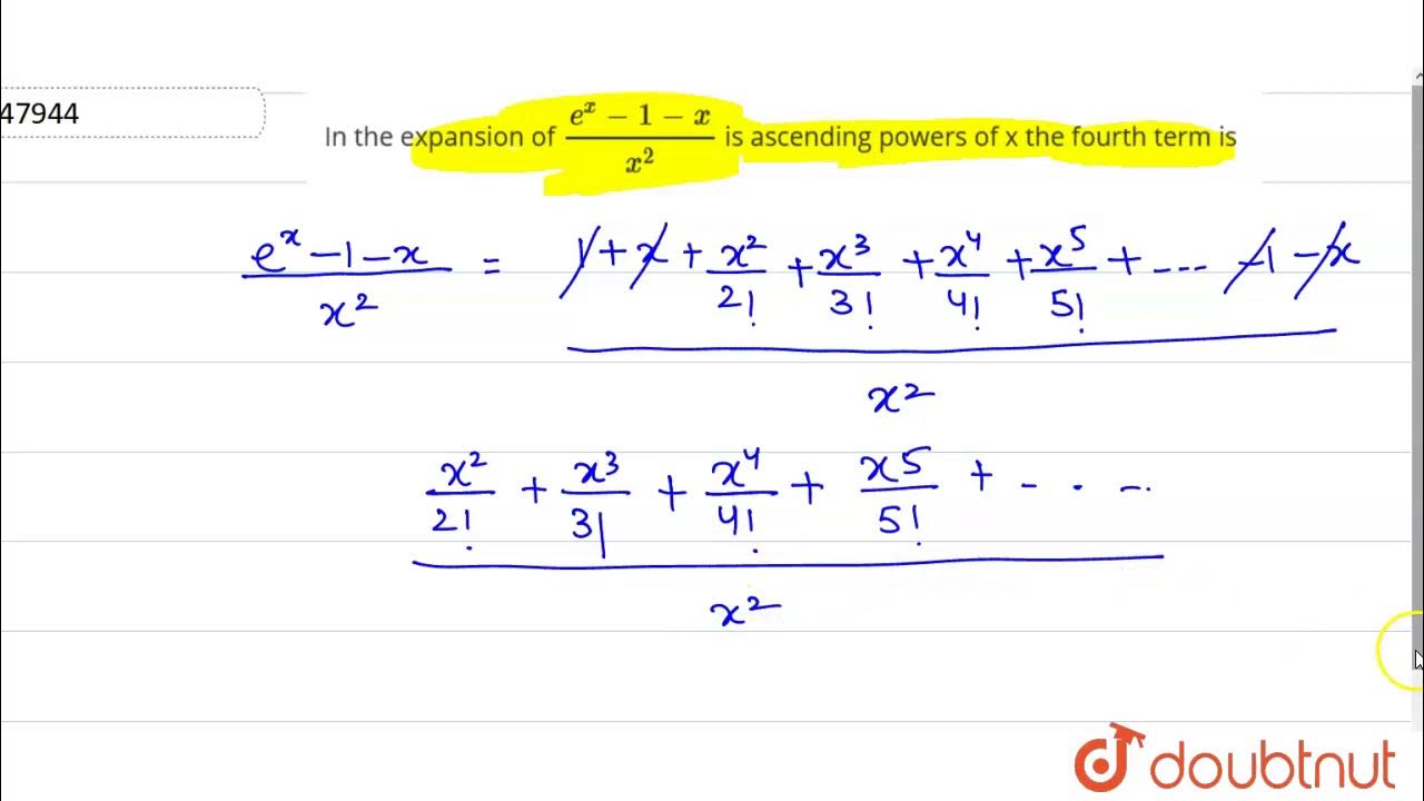 In the expansion of `(e^(x)1x)/(x^(2))` is ascending powers of x the fourth term is YouTube