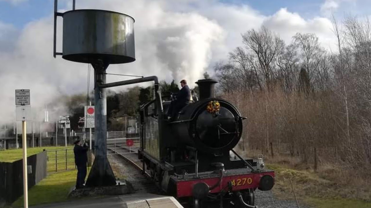 Great Western Railway heavyweight No. 4270 takes on water at Heywood on the 09/02/2019.