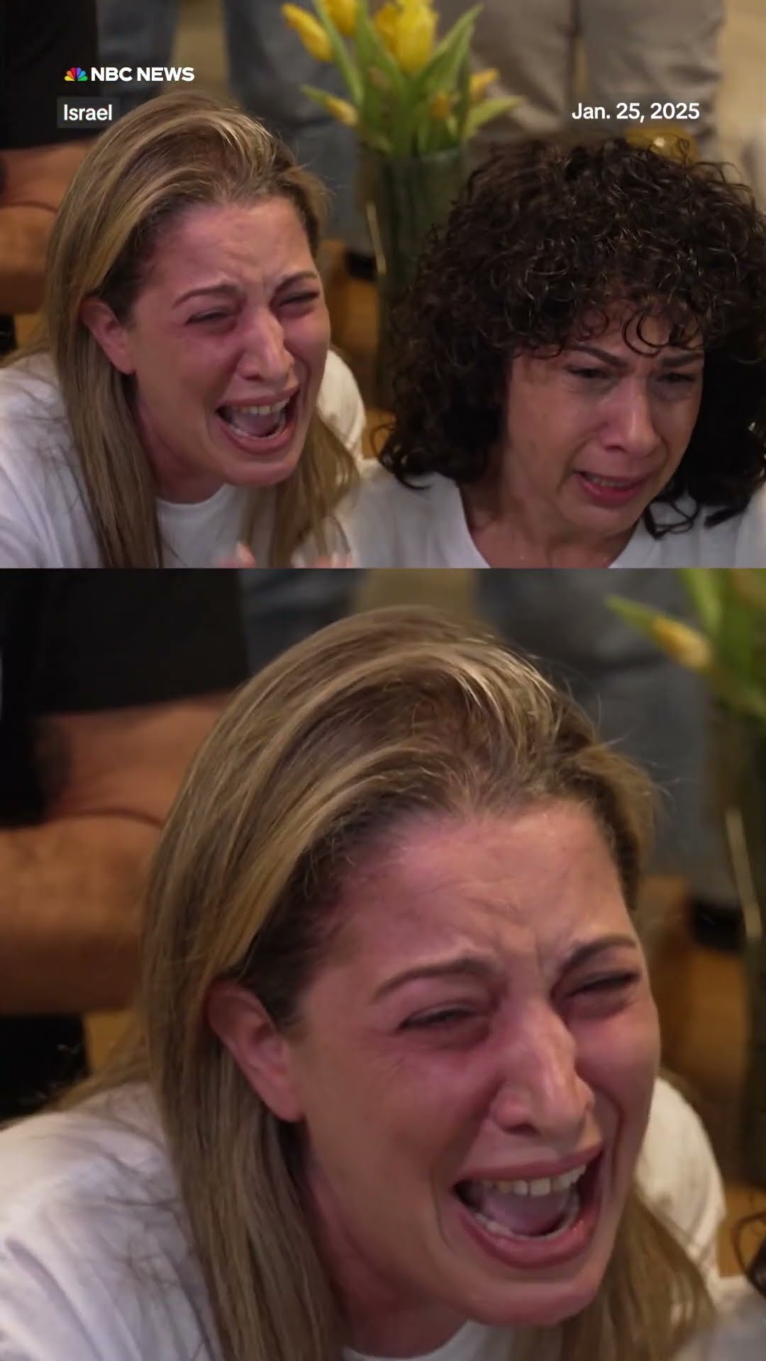 The moment the family of a hostage freed by Hamas find out she's coming home