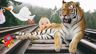 The abandoned baby in the forest was saved by a tiger  Funny video #icecream #vfxicecream #funtooztv