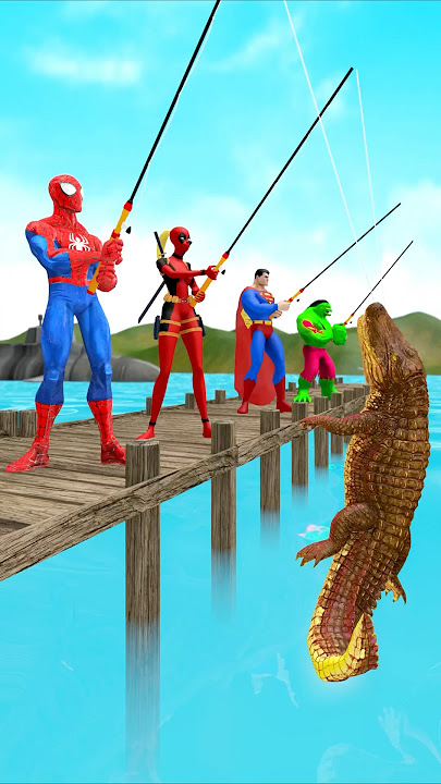 Spider-man challenge fishing vs Hulk, Deadpool, Super Man #gta #spiderman #funnyvideo #homemaranha