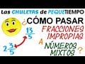 Chuleta cmo pasar fracciones impropias a nmeros mixtos y al revs