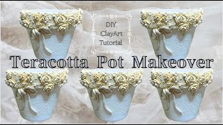 Terracotta Pot Makeover  Decorate with Roses and Ribbon 〜DIY Tutorial〜