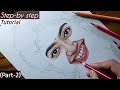 Realistic noselips and teeth shading with coloured pencils  sai pallavi drawing tutorial 2