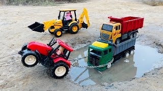 Eicher 🚜 Tractor Pulling Out Help JCB 5CX and TATA 🚚 Truck ? Cartoon Truck JCB | cartoon wale video