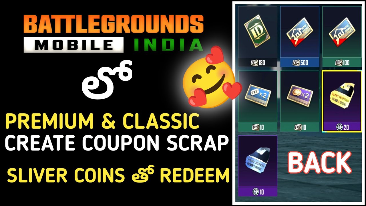 How To Redeem Classic / Premium Create Coupon Scrap Event is back Bgmi