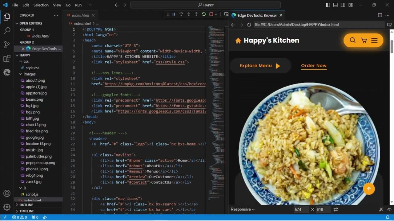 RESPONSIVE RESTAURANT WEBSITE USING HTML/CSS/JAVASCRIPT IN VSCODE ...