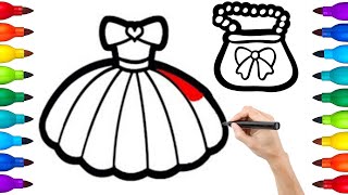 How to draw a cute dress for kids and Toddlers. Dress drawing, painting and coloring.Art and learn