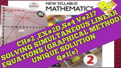 Graphical Solutions of Linear equations|NSMD2(7TH EDITION)|CH#2|Ex#2D|Q#1(e)|SAZChannel