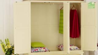 Cream Painted Rustic Triple Wardrobe with Oak Top