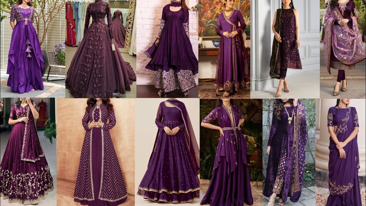 Beautiful Party/Wedding Wear Dress Design Ideas In Purple 🟣 Color