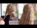 ASMR | HAIR STYLING / BRAIDS / HAIR BRUSHING / SPRAYING / HAIR PLAY 🤍 (no talking)