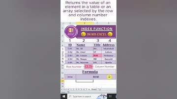How to use Index Function in MS Excel #shorts #excel #viral