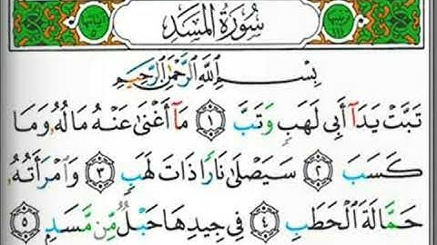 سورة المسد بصوت القارئ الأستاذ محيي الدين أبو العلا