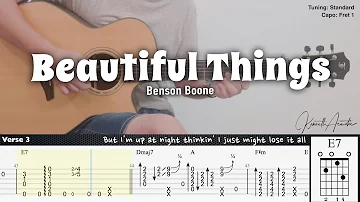Beautiful Things - Benson Boone | Fingerstyle Guitar | TAB + Chords + Lyrics