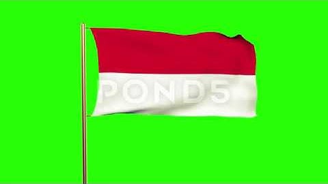 Monaco Flag Waving In The Wind. Looping Sun Rises Style. Animation Loop. Green