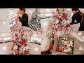 DECORATING FOR CHRISTMAS: PUTTING UP MY 2ND TREE & GARLANDS | Red, Burgundy, Silver & White