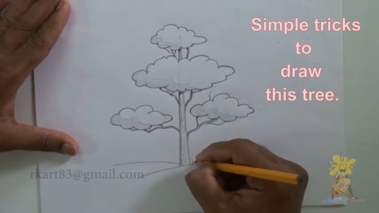 How to draw a beautiful Tree with simple shape | Easy way to draw ...