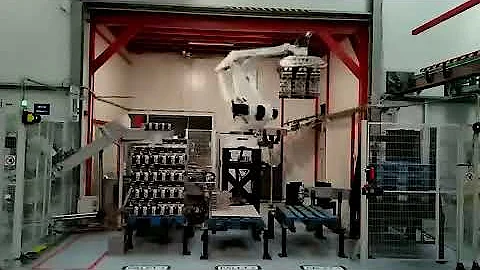 PALLETIZER logistic robotics automation with AGV COMAU by Siscodata