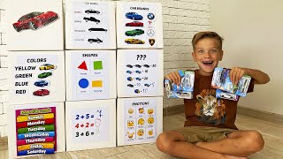 Mark with cars learn how to open toy boxes by solving Logic Games and Activities