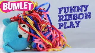 Funny Teddy Plays With Colorful Ribbons &amp; Having Fun | Watch Junu Teddy Laughing | Bumlet 2.50 mins