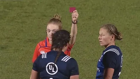 Megan Rom sent off for leading with forearm. [W/ E...