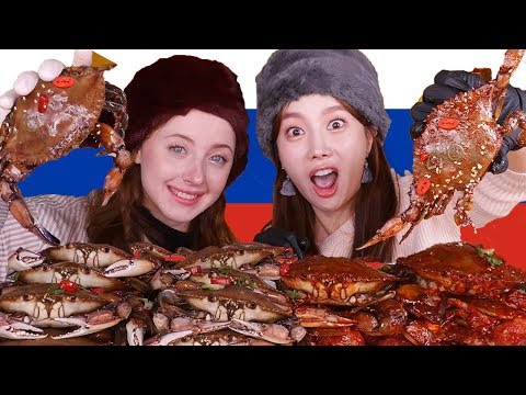 [Mukbang] Wow! Exotic Korea Seasoned Crab with Russian olga🦀러시아친구 올랴와 게장먹방 краб ガザミ 花蟹 cangrejo