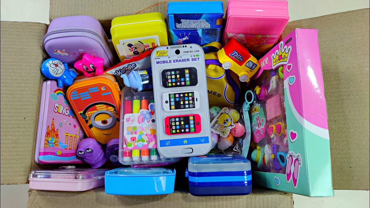 pencil case collection, box of stationery collection, doraemon eraser ...