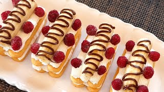 10 minutes no bake Dessert Recipe with Cream Bananas and Raspberry.so quick easy and testy