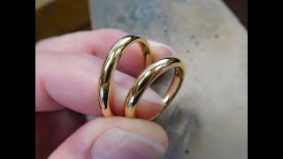 鍛造の結婚指輪 k18ゴールド（幅3mm×厚み2mm）重厚感のある甲丸リング