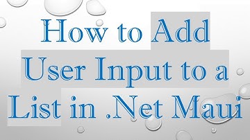 How to Add User Input to a List in .Net Maui