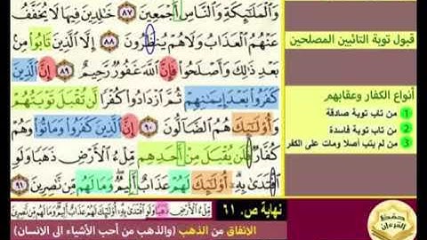 باقي صفحة 61 سورة آل عمران الايات من87 :91 بصوت الشيخ محمود الحصري كل آية مكررة 5 مرات