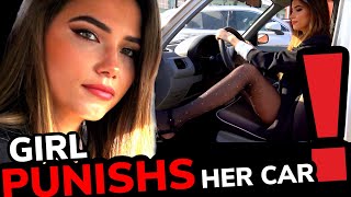 GIRL PUNISHS HER CAR & destroys gearshift !!! Hard Cranking, Revving, Gear Grinding